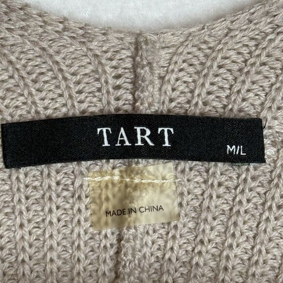 Tart Collections Beige 100% Merino Wool Open Cardigan Sweater M/L - Picture 2 of 7